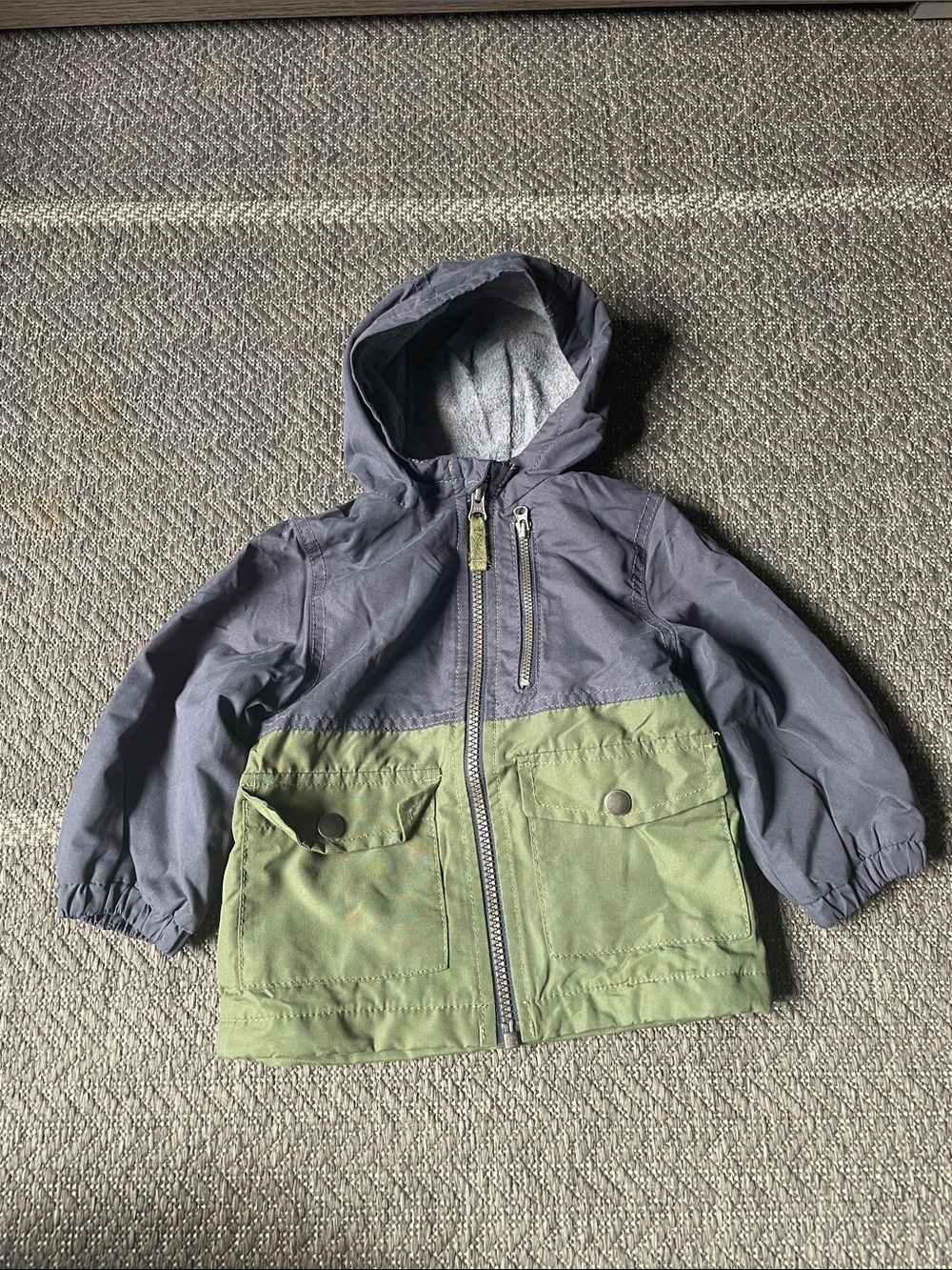 Carter's Hooded Two-Tone Rain Jacket - gray & Olive